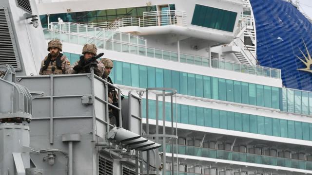 Escena del simulacro en el puerto de A Coruña