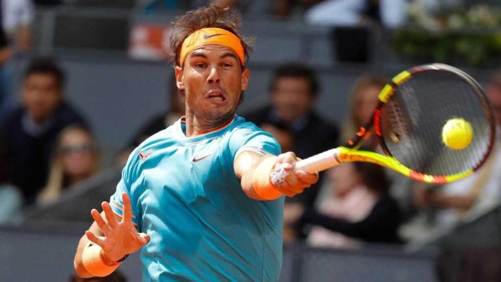 Nadal, durante el partido con Auger-Aliassime.