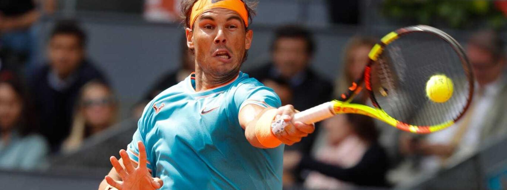 Nadal, durante el partido con Auger-Aliassime.