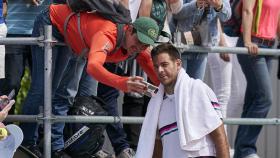 Del Potro, durante un entrenamiento en el Mutua Madrid Open.