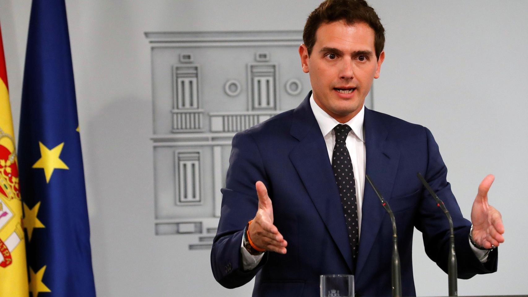 Albert Rivera después de la reunión con Sánchez.