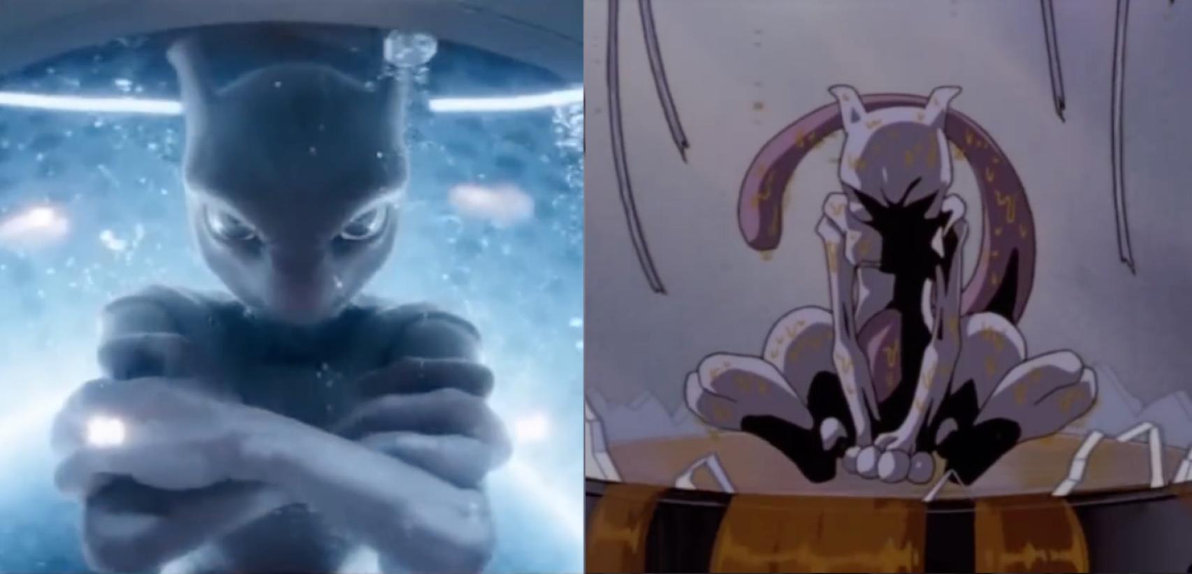 A la izquierda, un fotograma de 'Pokémon: Detective Pikachu' (2019). A la derecha, un fotograma de 'Pokémon: La película' (1998).