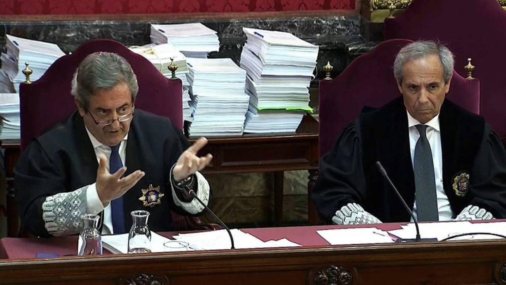 Javier Zaragoza y Jaime Moreno, en la vista del 'procés'./