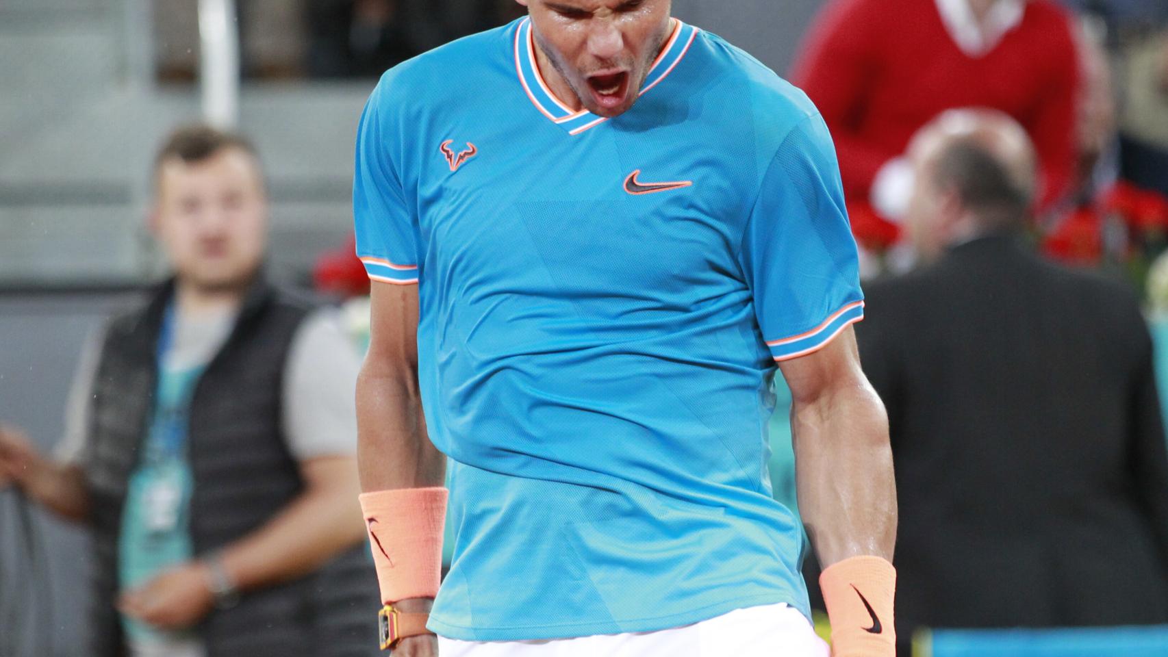 Nadal, durante el partido con Wawrinka.