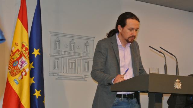 Pablo Iglesias, tras su reunión con Pedro Sánchez en la Moncloa.