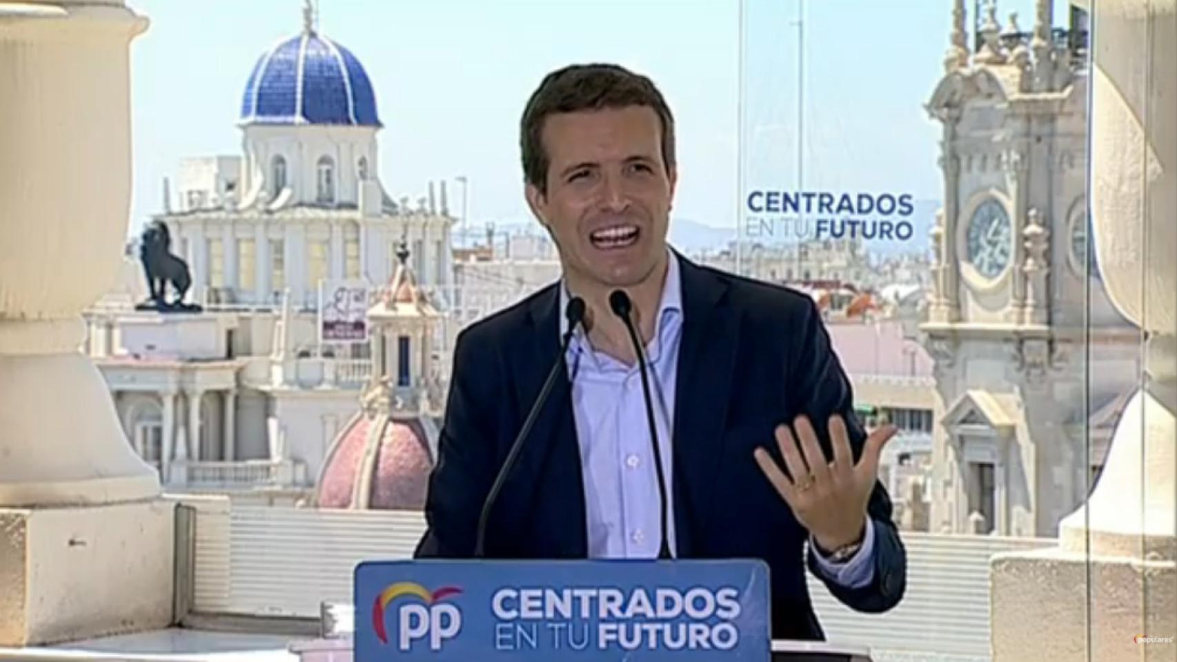 Pablo Casado, de mitin en Valencia.