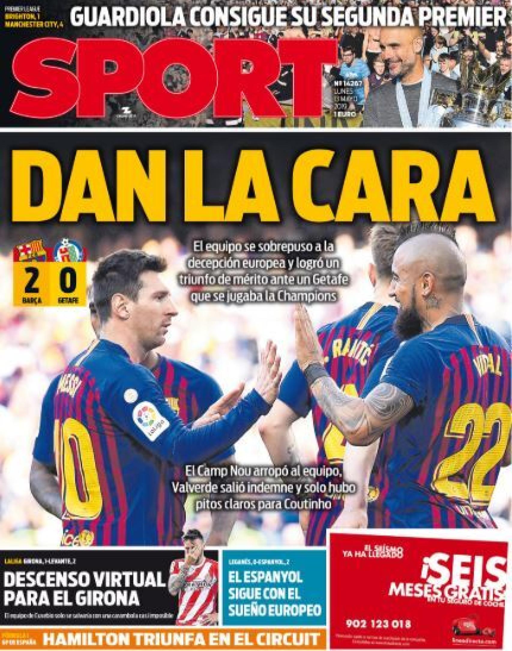 La portada del diario Sport (13/05/2019)