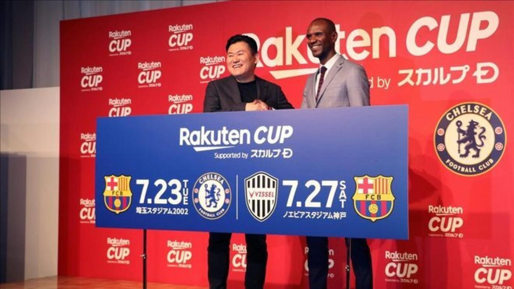 Abidal, durante la presentación de la Rakuten Cup