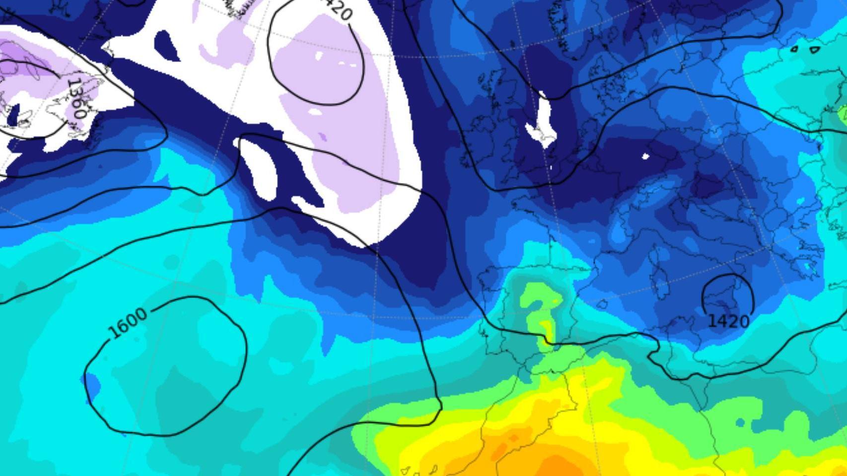 La masa de aire frío atlántico que desplaza al calor. AEMET.