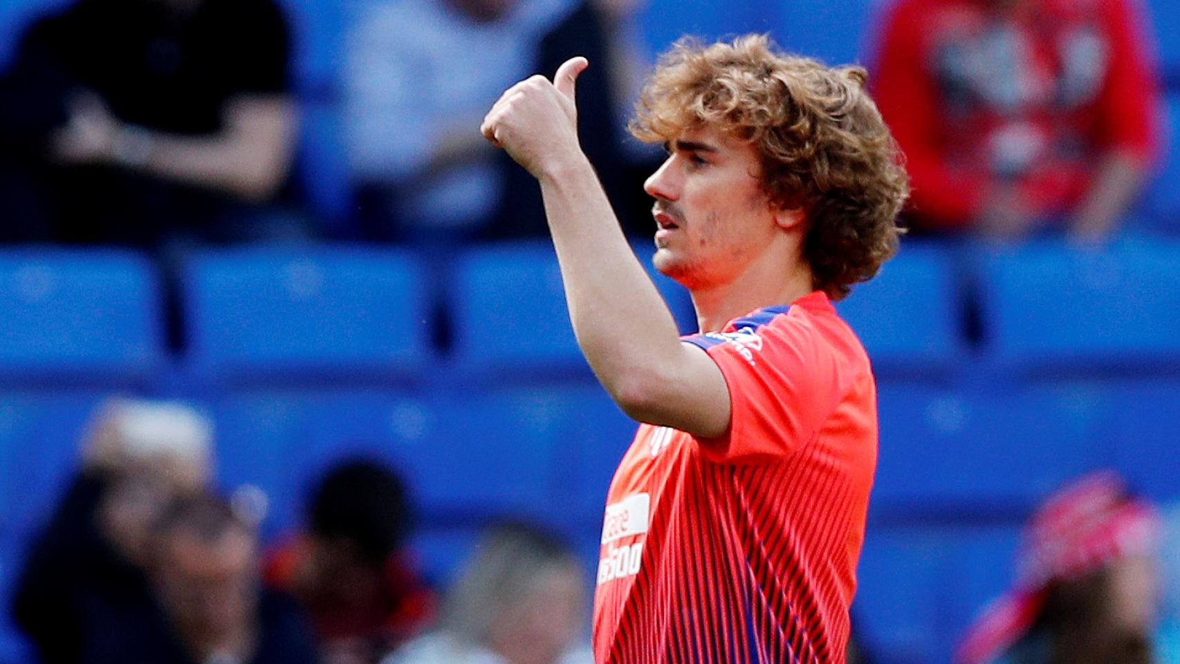 Griezmann durante un calentamiento del Atlético