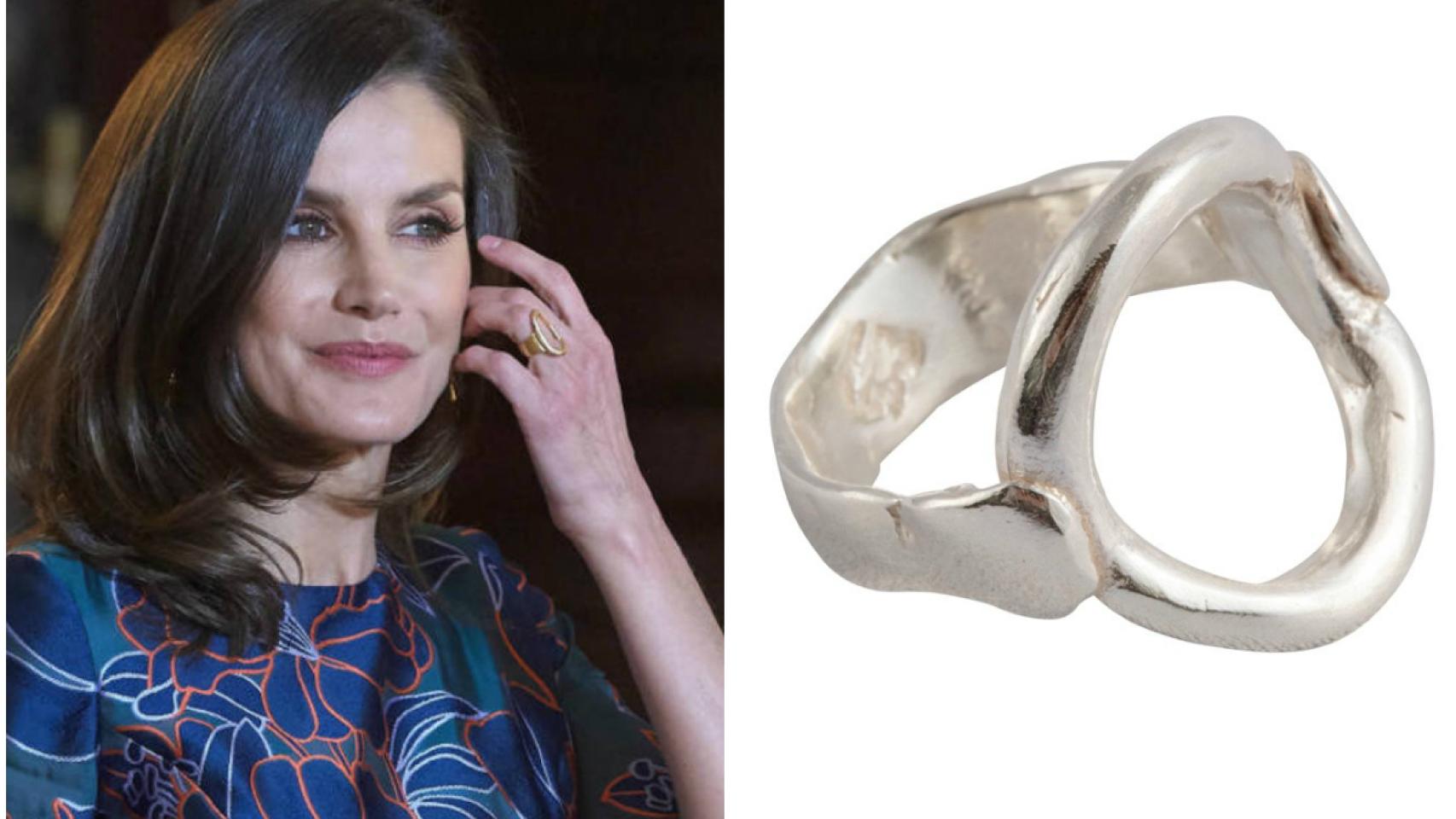 Montaje de Letizia con el que se ha convertido en uno de sus anillos favoritos.