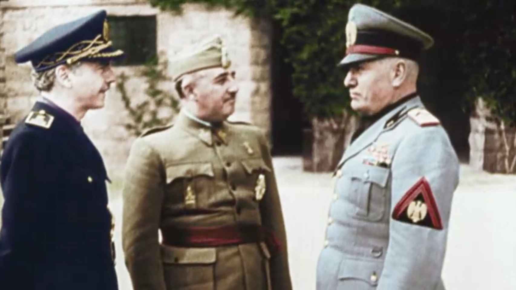Serrano Súñer, Franco y Mussolini en 1941.