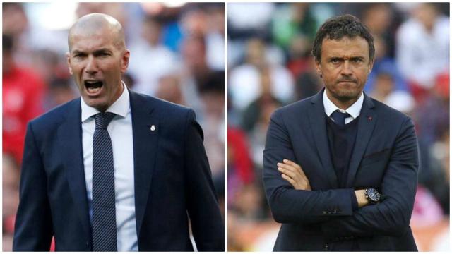 Zinedine Zidane (izquierda) y Luis Enrique (derecha).