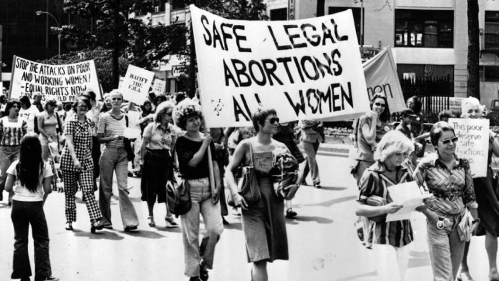 Manifestación a favor del aborto en los años 70.