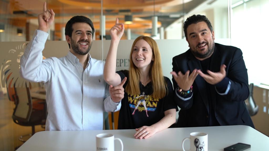 Raúl Rodríguez, Ane Olabarrieta y Jesús Carmona en 'la cena de los Jaleos'.