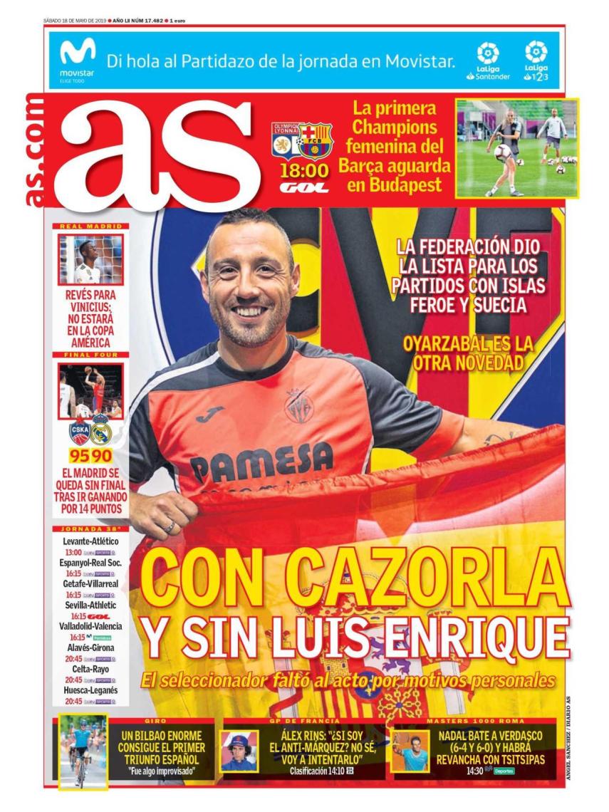 La portada del diario AS (18/05/2019)