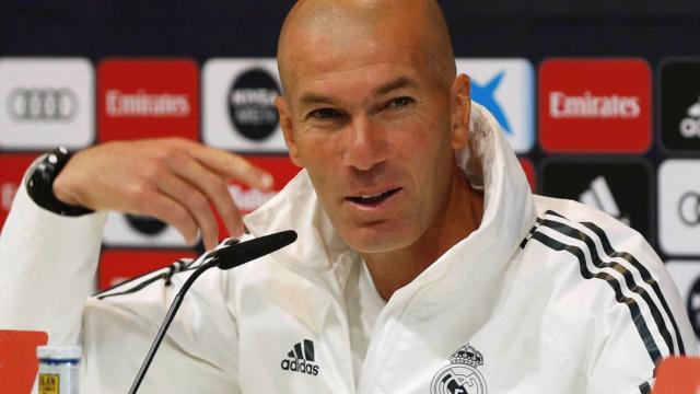 Zinedine Zidane, en rueda de prensa con el Real Madrid