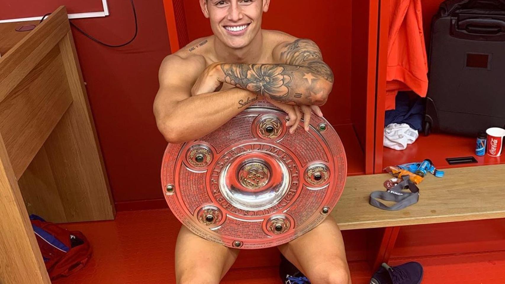 James Rodríguez celebra desnudo la Bundesliga. Foto: Instagram (@jamesrodriguez10)