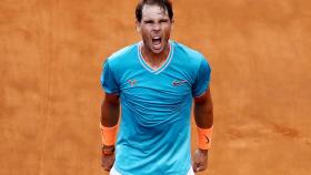 Nadal, celebrando su victoria en Roma.