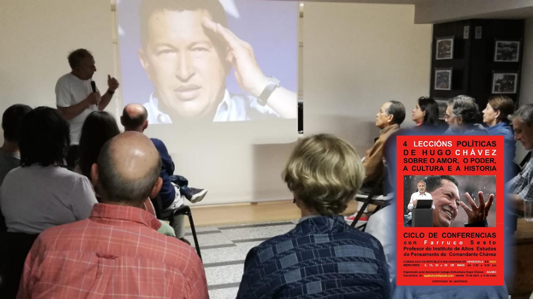 Farruco Sesto, exministro de Hugo Chávez, dando una de las charlas en el consulado de Vigo.