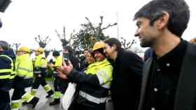Pablo Iglesias, durante su participación en una manifestación de Navantia en Ferrol