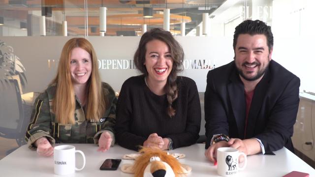 Ane Olabarrieta, Cristina Rodrigo y Jesús Carmona en la cena de los Jaleos.