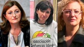 De izquierda a derecha, la pediatra Narcisa Palomino, Patricia González, miembro de Infancia Libre, y María Sevilla, presidenta de dicha asociación.