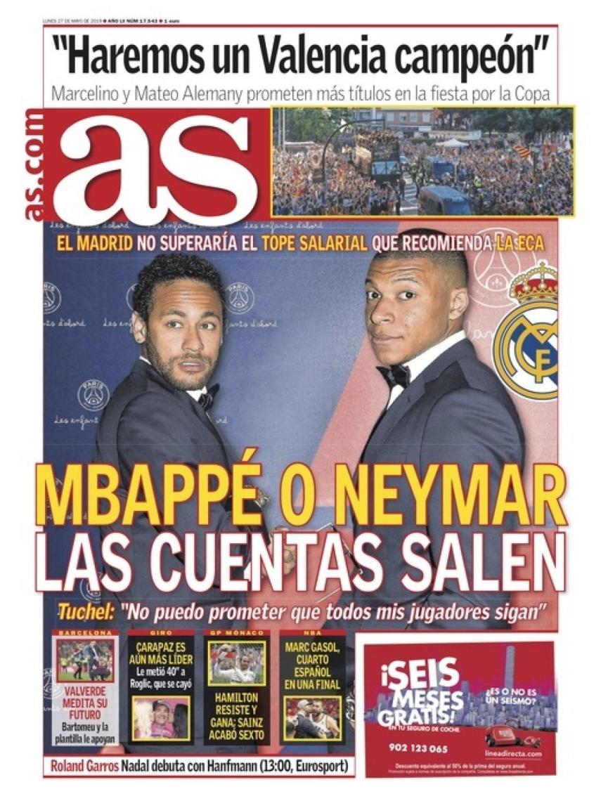 La portada del diario AS (27/05/2019)