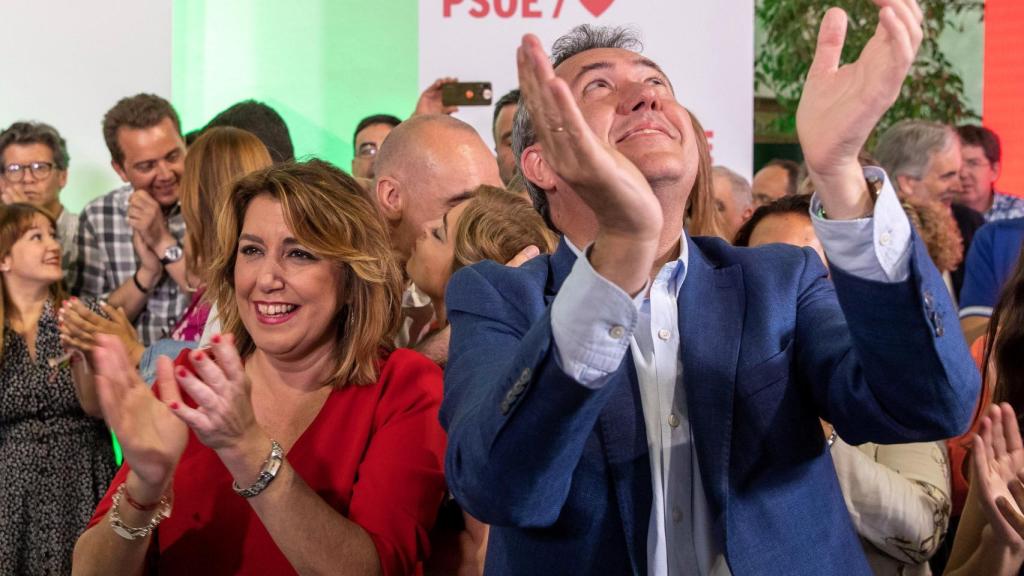 Susana Díaz y Juan Espadas, en un mitin del PSOE.