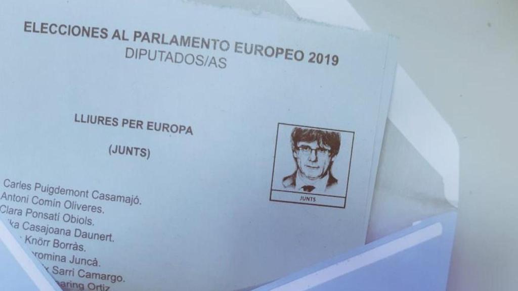 Una de las papeletas de Puidgemont para estas elecciones europeas