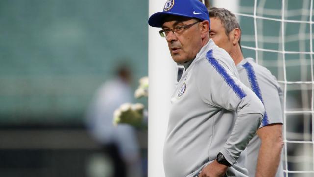 Maurizio Sarri, en el entrenamiento previo a la final de la Europa League