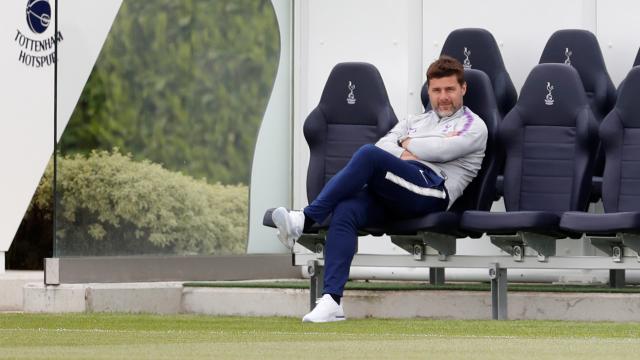 Pochettino, durante un entrenamiento del Tottenham