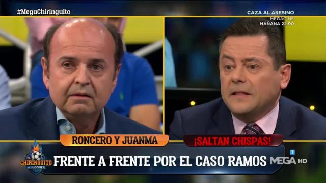 Tomás Roncero y Juanma Rodríguez, en El Chiringuito. Foto: Twitter (@elchiringuitotv)