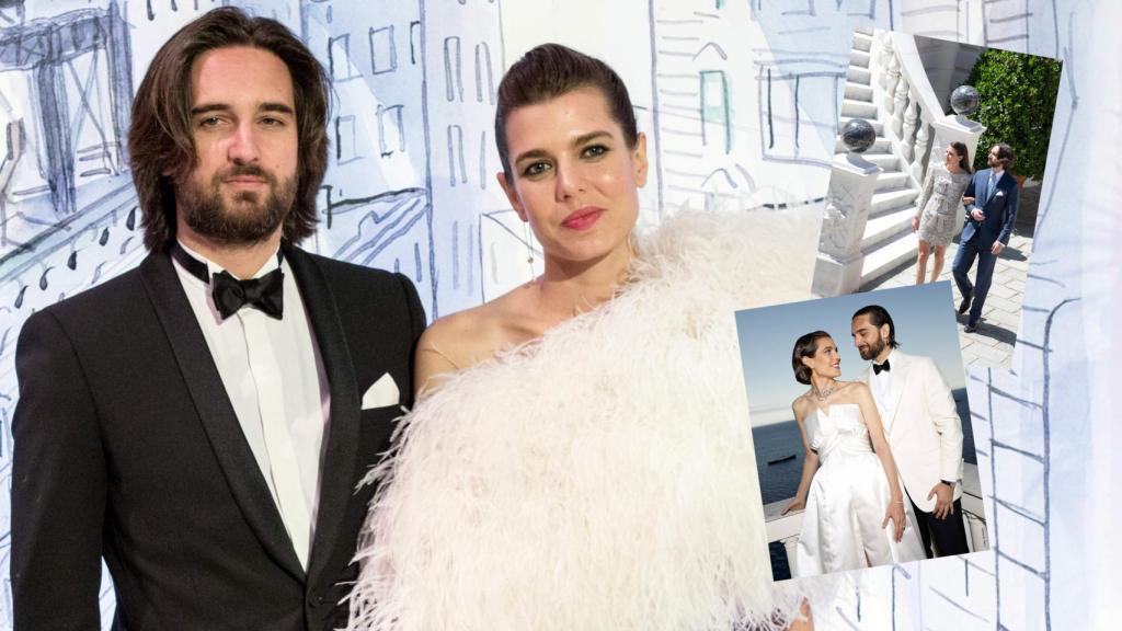 Carlota Casiraghi y Dimitri Rassam en un montaje junto a las fotografías oficiales.