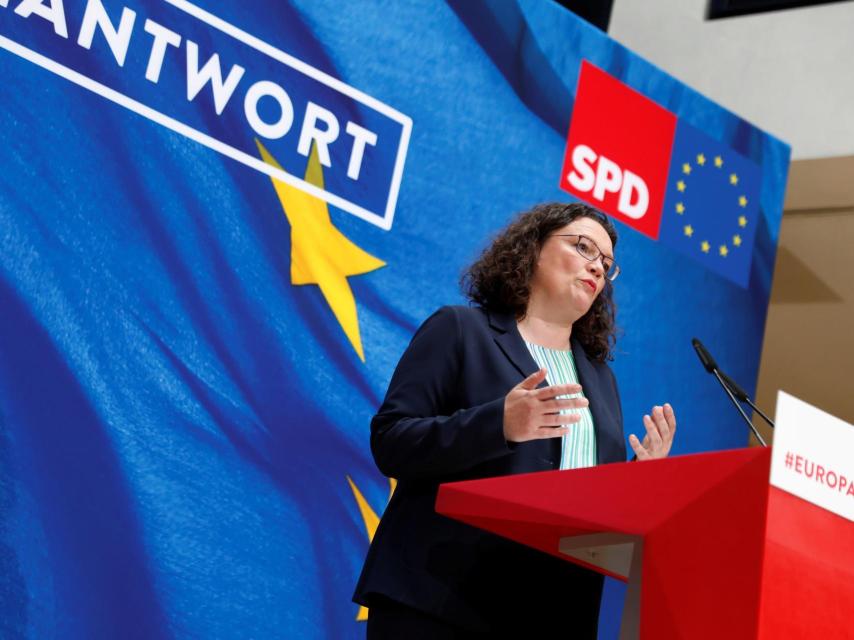 Andrea Nahles, durante una rueda de prensa.