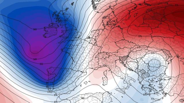 La entrada de un frente de bajas presiones y aire más frío que llega a España. Severe-weather-eu.