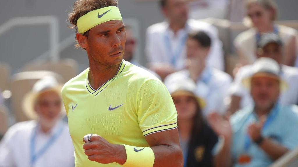 Nadal, celebrando un punto en el partido ante Nishikori.