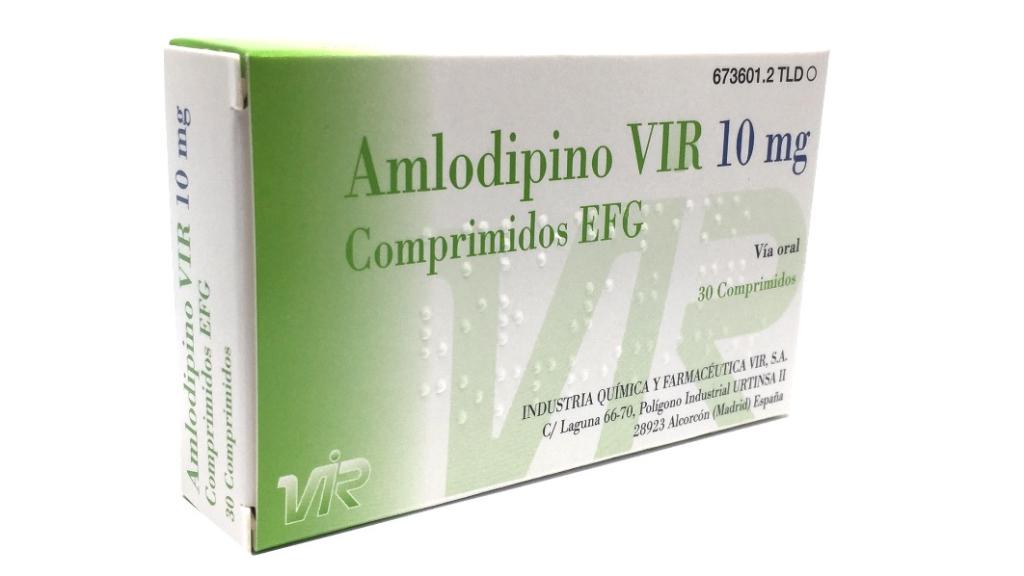 Una caja de Amlodipino Vir de 10 miligramos.