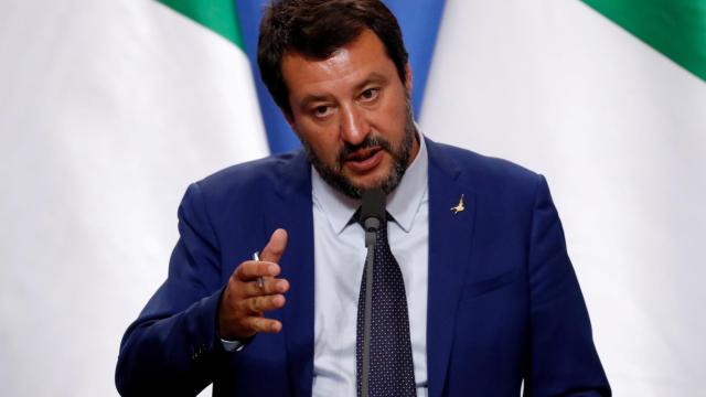 Matteo Salvini durante una conferencia en Budapest.