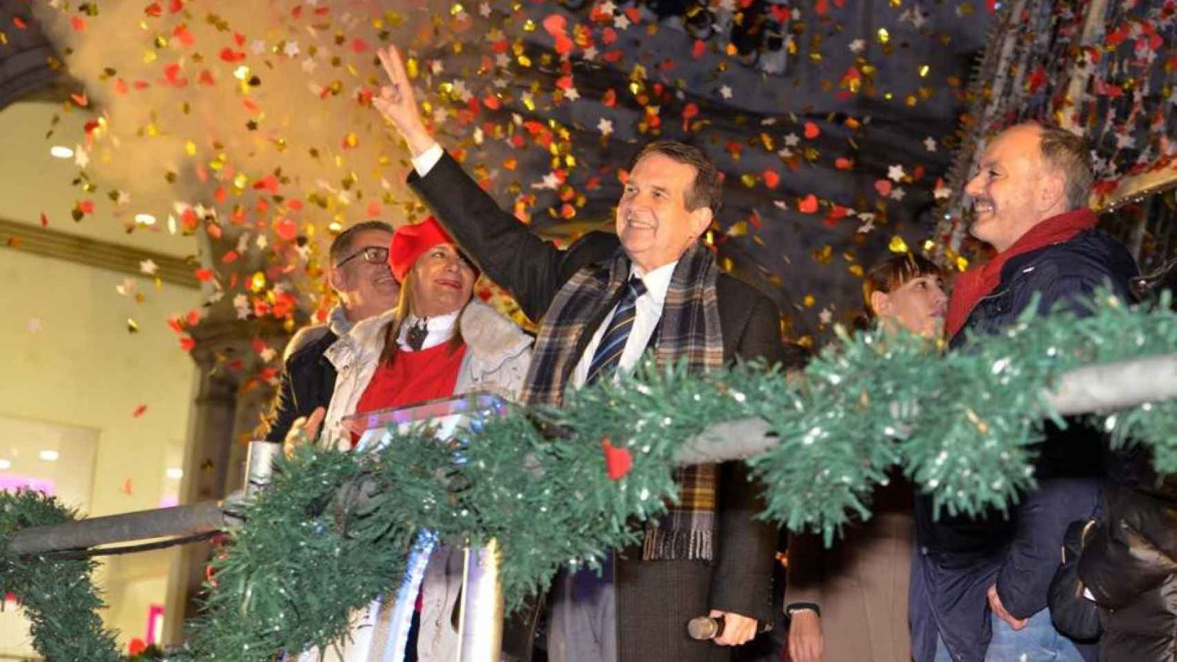 Abel Caballero en el encendido de las luces de Navidad de 2018 en Vigo.