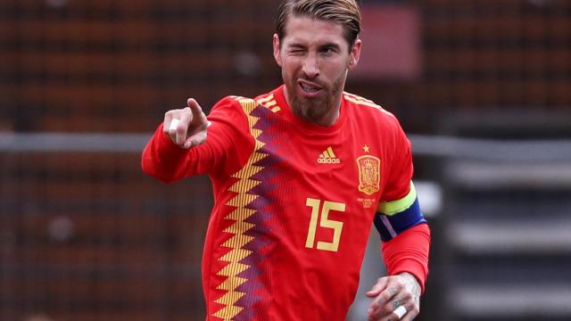 Sergio Ramos celebra su gol ante Islas Feroe