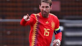 Sergio Ramos celebra su gol ante Islas Feroe