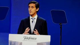 José María Álvarez Pallete, presidente de Telefónica, durante la Junta de Accionistas 2019.