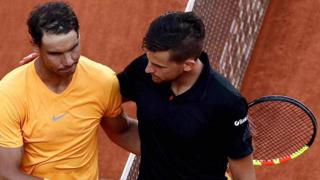 Dominic Thiem y Rafa Nadal, en el Mutua Madrid Open 2018