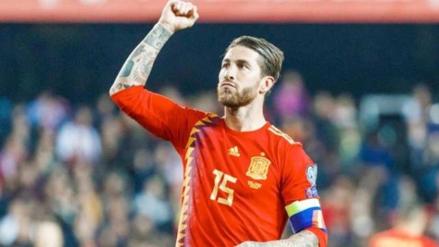 Sergio Ramos con España. Foto: Twitter (@MeridianoTV)