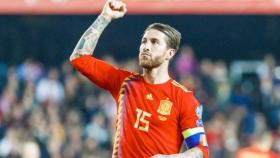 Sergio Ramos con España. Foto: Twitter (@MeridianoTV)