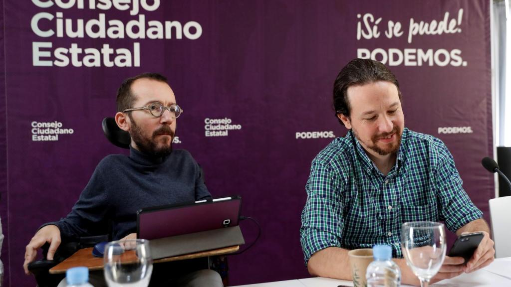 Iglesias y Echenique durante la celebración del Consejo Ciudadano celebrado este sábado.