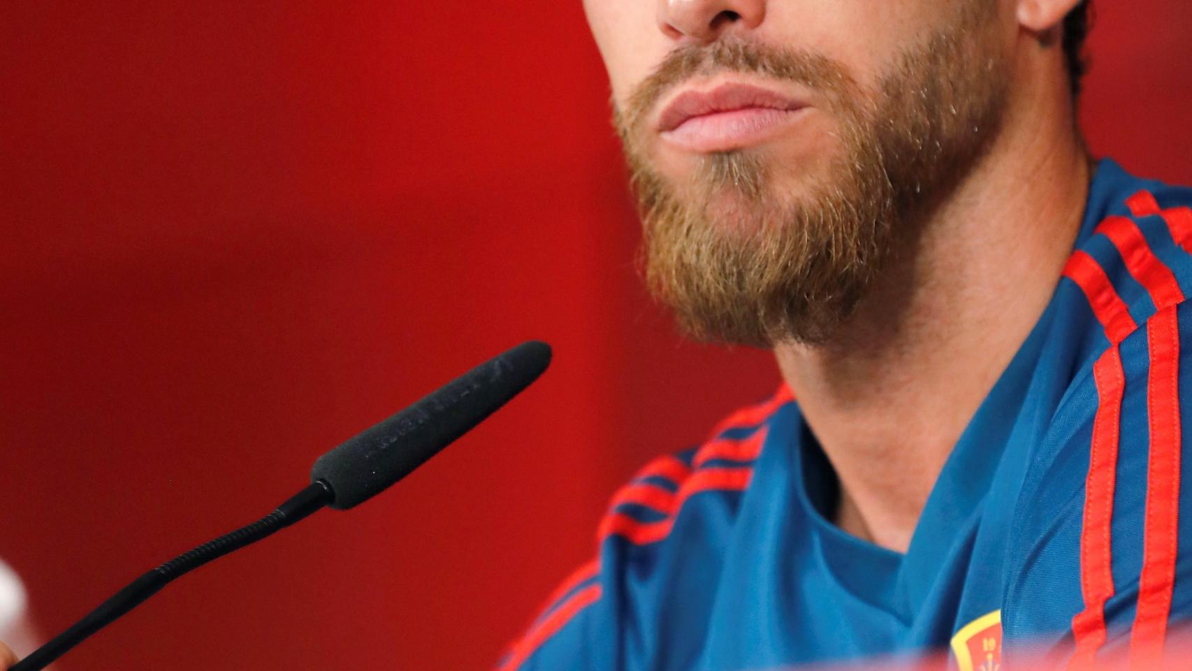 Sergio Ramos, en rueda de prensa con la selección española