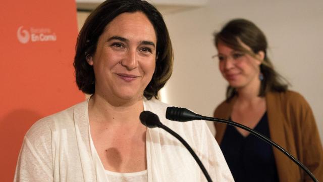 Ada Colau, durante la rueda de prensa ofrecida este sábado en Barcelona.