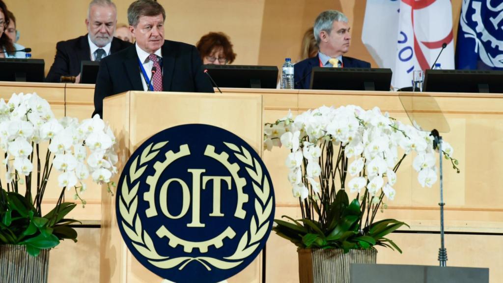 Guy Ryder, director general de la OIT, durante su discurso en la conferencia inaugural.